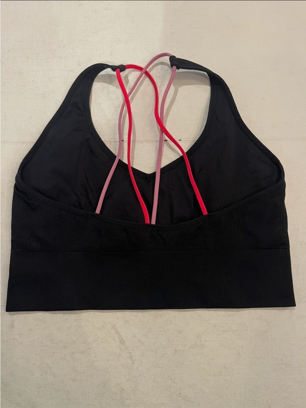 Puma Black Sports Bra with Pink Strappy Back Detail - Picture 4 of 6